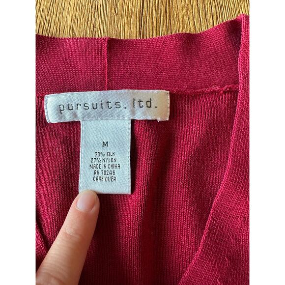 Pursuits LTD Silk Blend Red Sweater Women's Size Medium - Picture 2 of 5